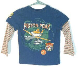 Disney Walt Disney Planes Blue Long Sleeve Top Tee T Shirt